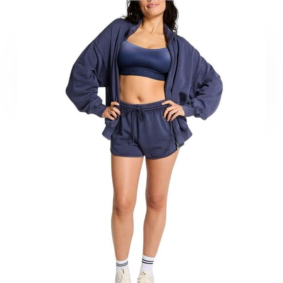 PINK Ivy Fleece Full Zip Sweatshirt Navy Blue Womens Large NWOT - Picture 1 of 15